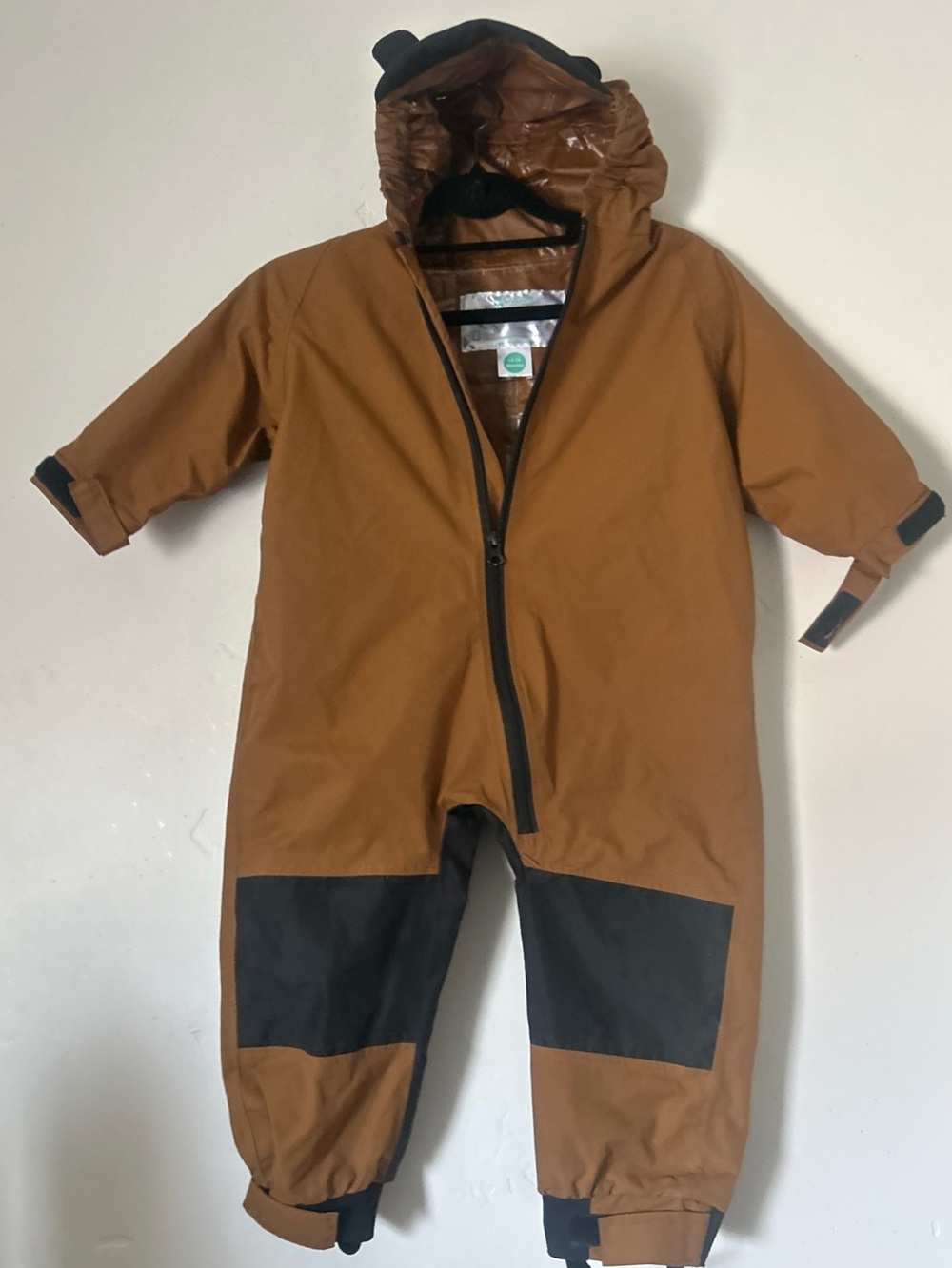 Cuddle Club Children's Toddler Brown Waterproof One-Piece Rainsuit 18-24 months